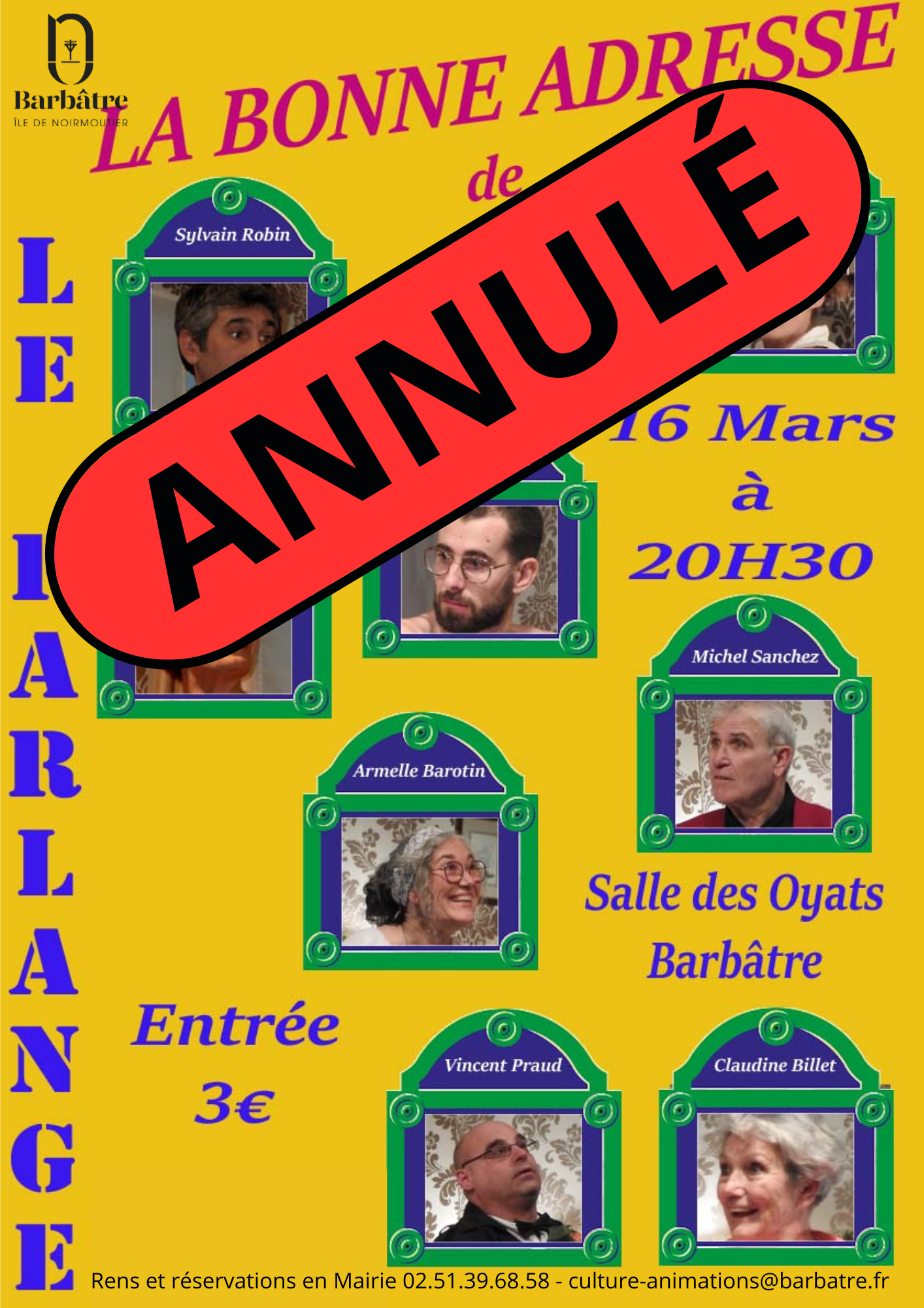 Affiche annulation Théâtre