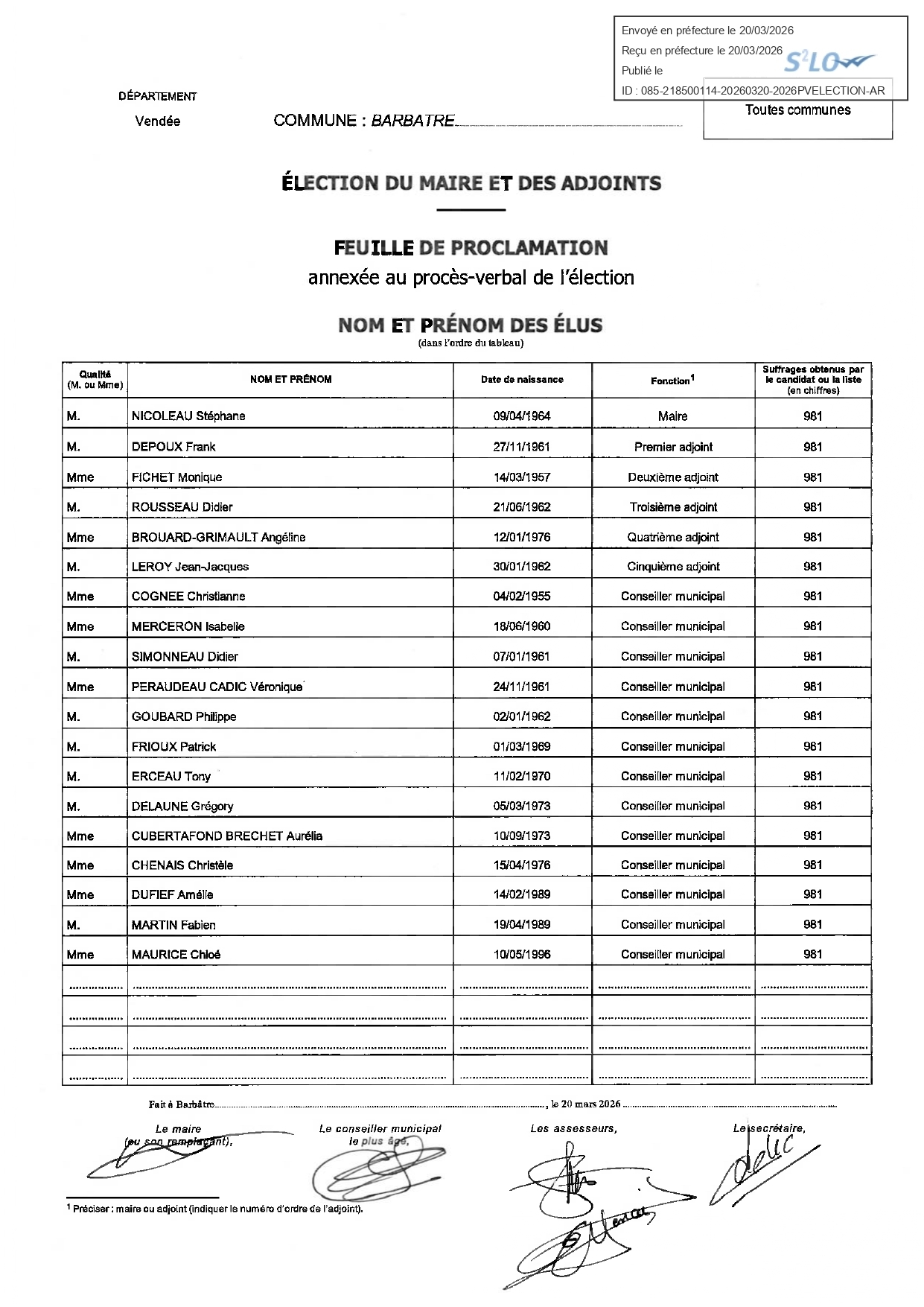 FEUILLE DE PROCLAMATION ANNEXEE AU PV DE L'ELECTION DU 20 MARS 2026 EXE_page-0001