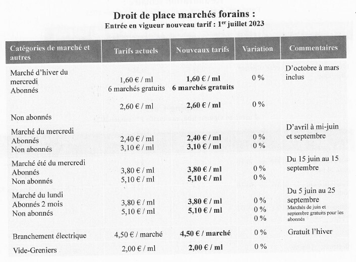 Tarifs à partir du 1er juillet 2023 - Aucune augmentation